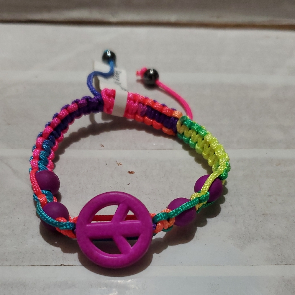 Colorful Peace Purple Sign Kids Bracelet